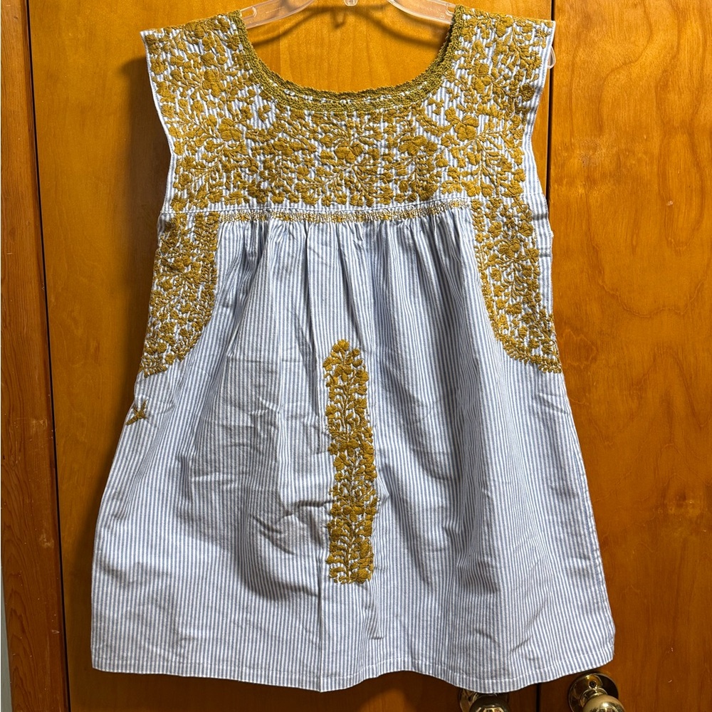 Rare Beautiful Mi Golondrina Frutas Mostaza Flores Blouse Size small